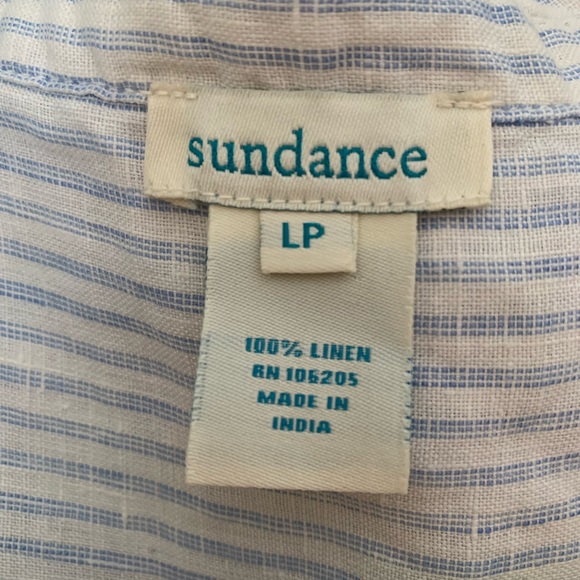 Sundance Classic Memories Blue & White Striped Linen Tunic Top Size Large Petite - Picture 13 of 15